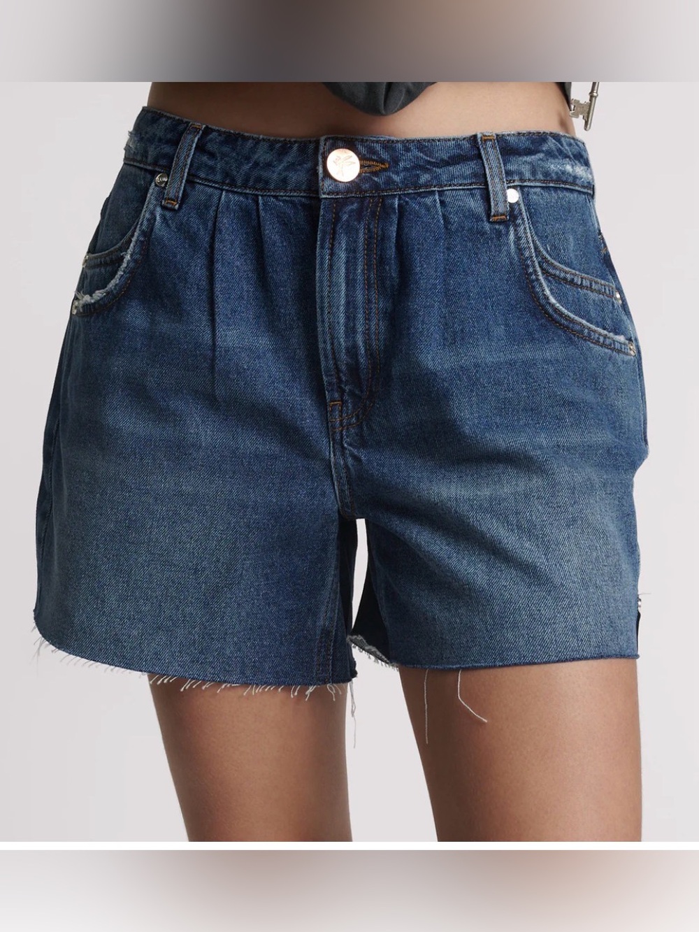One Teaspoon Shakers Low Waist Super Relaxed Denim Shorts - Hendrixe Blue